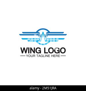 Lettera W per logo Wings, combinazione lettera w e ali Illustrazione Vettoriale