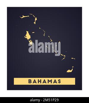 Mappa delle Bahamas. Poster del paese con le regioni. Forma delle Bahamas con nome del paese. Interessante illustrazione vettoriale. Illustrazione Vettoriale