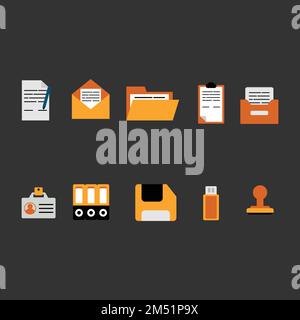 Set di icone piatte per illustrazioni vettoriali di Business Elements. Può essere utilizzato anche per l'istruzione, gli accademici, il business e la scienza. Adatto per l'uso su app Web Illustrazione Vettoriale