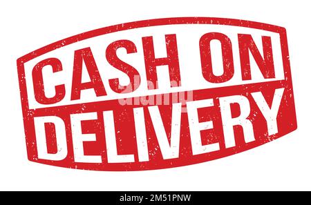 Contrassegno in gomma grunge in contanti alla consegna su sfondo bianco, illustrazione vettoriale Illustrazione Vettoriale