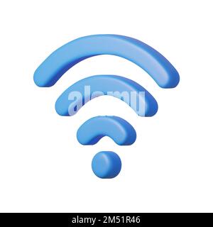 3D simbolo del segnale WiFi, della connessione e della rete. Illustrazione Vettoriale