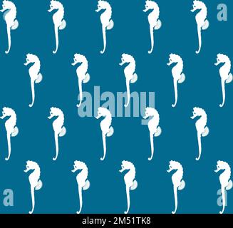 Logo Seahorse sfondo senza cuciture motivo. Disegno vettoriale piatto Illustrazione Vettoriale