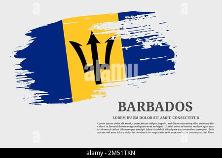 Barbados bandiera grunge pennello e poster di testo, vettore Illustrazione Vettoriale