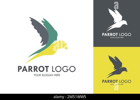 Parrot Bird colorato Flat Logo Corporate Vector Illustrazione Illustrazione Vettoriale