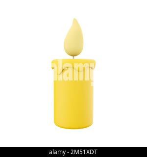 3D resa di una candela di cera gialla bruciante. Candela gialla bruciante rendering 3D, icona Foto Stock