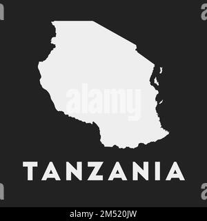 Icona Tanzania. Mappa del paese su sfondo scuro. Elegante mappa della Tanzania con il nome del paese. Illustrazione vettoriale. Illustrazione Vettoriale