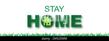 Rimani a casa su ambiente ecologico background.Stay zona sicura con icona casa contro virus.City paesaggio concetto di quarantena e rimanere a casa. COVID-19 AW Illustrazione Vettoriale
