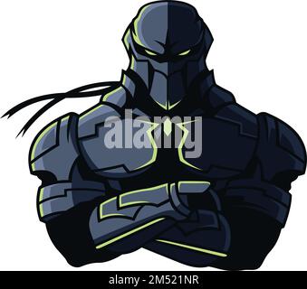 Cyber Ninja Warrior con tuta futuristica Armor Illustrazione Vettoriale