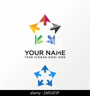 Freccia unica a 5 angoli di cerchio in immagine colorata icona grafica logo design astratto concetto vettore stock. Può essere utilizzato come organizzazione o icona Illustrazione Vettoriale