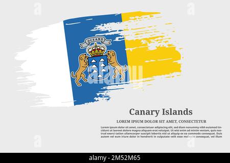 Isole Canarie pennello bandiera grunge e poster di testo, vettore Illustrazione Vettoriale