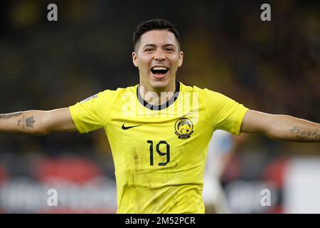 Kuala Lumpur, Malesia. 24th Dec, 2022. Sergio Aguero Ezequiel Aguero della Malesia festeggia dopo aver segnato un gol durante la partita AFF Mitsubishi Electric Cup 2022 tra Malesia e Laos al Bukit Jalil National Stadium Final Score; Malesia 5:0 Laos Credit: SOPA Images Limited/Alamy Live News Foto Stock