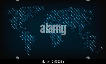 Mappa del mondo isolata dalle luci notturne illustrazione vettoriale astratta. Punto rotondo astratto del computer della mappa del mondo con evidenziazione locale per i vostri progetti. Illustrazione Vettoriale