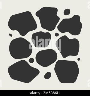Serie di macchie, cornici, bordi irregolari. Forme geometriche lisce disegnate a mano. Telaio in vendita, banner piatto vuoto isolato vettoriale Illustrazione Vettoriale