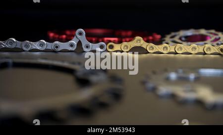 Cicli concetto sfondo di parti di bicicletta per biglietti d'auguri, web design, banner e sfondo Foto Stock