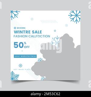 Modello di post sui social media di vendita Winer. Sconto di Natale Social Media promozione Design. Illustrazione Vettoriale