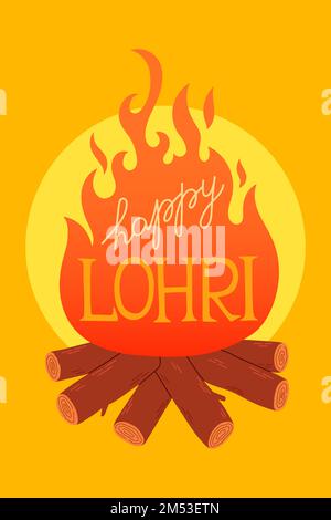 Felice Lohri vacanza illustrazione sfondo per il Punjabi festival Illustrazione Vettoriale