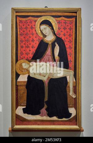 Madonna con il Cristo morto - tempera su tavola - Maestro di San Verecondo - 1430 - Bologna, Pinacoteca Nazionale Foto Stock