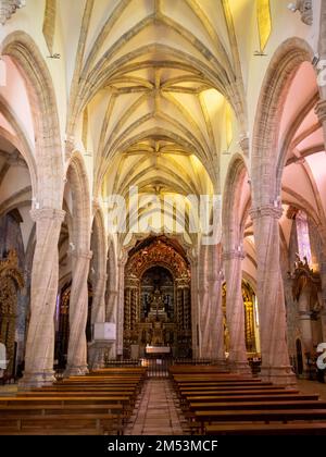 Navata della Chiesa di Santa Maria Madalena, Olivenza Foto Stock