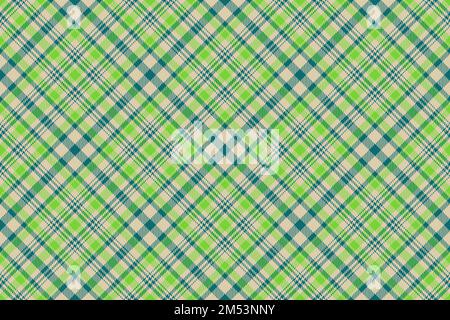 Motivo di sfondo senza giunture. Tessuto a plaid. Texture vettoriale di controllo tartan nei colori chiaro e verde. Illustrazione Vettoriale