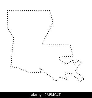 Stato della Louisiana degli Stati Uniti d'America, USA. Mappa semplificata con contorni neri spessi. Illustrazione semplice del vettore piatto Illustrazione Vettoriale