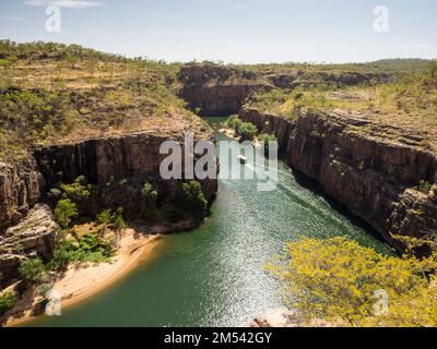 Katherine River dalla roccia di Jedda, passeggiate meridionali, Nitmiluk National Park, Northern Territory, Australia Foto Stock