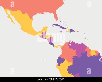 Mappa vuota dell'America centrale. Mappa politica dettagliata della regione dell'America centrale e dei Caraibi Illustrazione Vettoriale