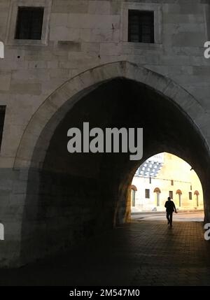 Nuova Moschea Hunkar Pavilion Gate (turco: Yeni Camii Hünkar Kasrı) nel quartiere Eminonu di Istanbul, Turchia. Foto Stock