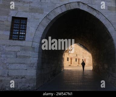 Nuova Moschea Hunkar Pavilion Gate (turco: Yeni Camii Hünkar Kasrı) nel quartiere Eminonu di Istanbul, Turchia. Foto Stock