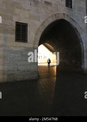 Nuova Moschea Hunkar Pavilion Gate (turco: Yeni Camii Hünkar Kasrı) nel quartiere Eminonu di Istanbul, Turchia. Foto Stock