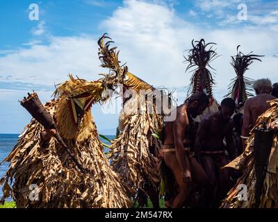 La ROM dance, o magia nera, una danza tradizionale sull'isola di Ambrym, Vanuatu Foto Stock
