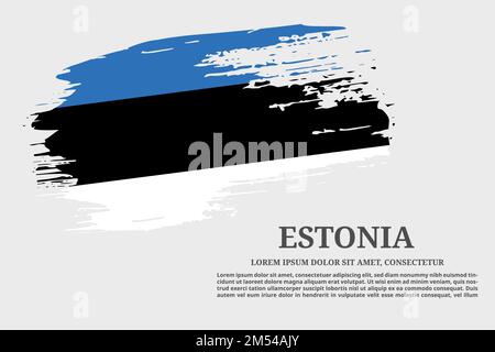 Estonia bandiera grunge pennello e poster di testo, vettore Illustrazione Vettoriale