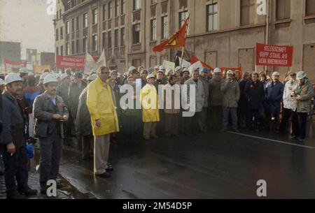 Rheinhausen. Colpo di avvertimento e dimostrazione IG Metall ca. 1983-4 Foto Stock