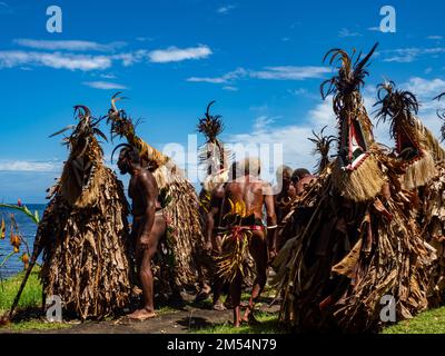 La ROM dance, o magia nera, una danza tradizionale sull'isola di Ambrym, Vanuatu Foto Stock