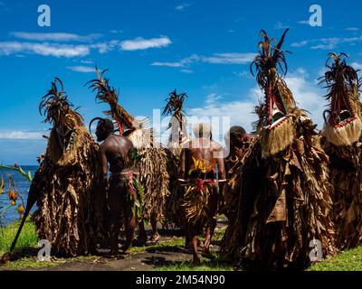 La ROM dance, o magia nera, una danza tradizionale sull'isola di Ambrym, Vanuatu Foto Stock