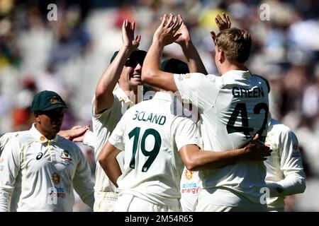 Melbourne, Australia, 26 dicembre 2022. Cameron Green of Australia festeggia durante il Boxing Day Test Match tra Australia e Sud Africa al Melbourne Cricket Ground il 26 dicembre 2022 a Melbourne, Australia. Credit: Dave Hewison/Speed Media/Alamy Live News Foto Stock