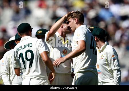 Melbourne, Australia, 26 dicembre 2022. Cameron Green of Australia festeggia durante il Boxing Day Test Match tra Australia e Sud Africa al Melbourne Cricket Ground il 26 dicembre 2022 a Melbourne, Australia. Credit: Dave Hewison/Speed Media/Alamy Live News Foto Stock