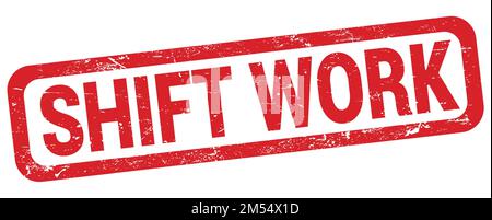 TESTO DI LAVORO DI SPOSTAMENTO scritto sul segno rosso del timbro rettangolo. Foto Stock