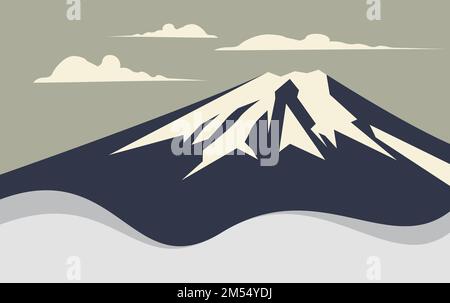 Monte Fuji Giappone Vector Illustration. Fujiyama sfondo Illustrazione Vettoriale