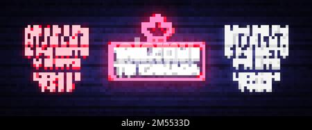 Benvenuti in Canada Neon Sign Vector. Benvenuti in Canada simbolo banner luce, notte luminosa Illustrazione. Illustrazione vettoriale. Modifica del segno al neon del testo. Illustrazione Vettoriale