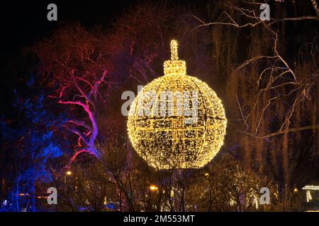 Holiday decorazioni di Rathauspark Vienna. Austria Foto Stock