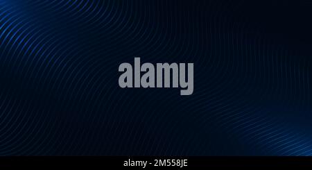 Sfondo astratto ondulato. Sfondo blu scuro di lusso con sfumatura a mezzitoni delle linee curve. Moderne linee d'onda blu a gradiente. Tecnologia futuristica Illustrazione Vettoriale