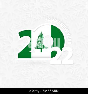 Capodanno 2023 per Norfolk Island su sfondo fiocco di neve. Saluto Norfolk Island con nuovo 2023 anno. Illustrazione Vettoriale