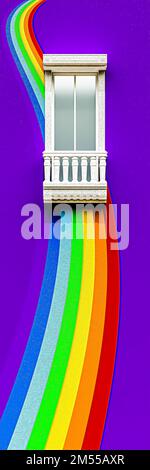 classica finestra in marmo sulla parete 3d illustrazione Foto Stock