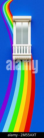 classica finestra in marmo sulla parete 3d illustrazione Foto Stock