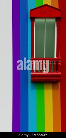 classica finestra in marmo sulla parete 3d illustrazione Foto Stock