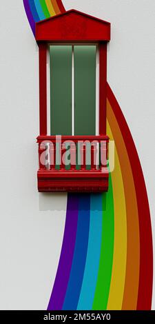 classica finestra in marmo sulla parete 3d illustrazione Foto Stock