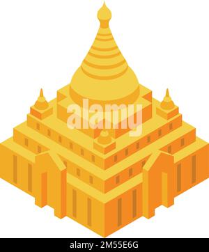 Myanmar tempio icona vettore isometrico. Cultura di riferimento. Asia turismo Illustrazione Vettoriale