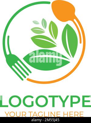 Un alimento vegan foglia natura concetto logo icona modello vettore Illustrazione Vettoriale