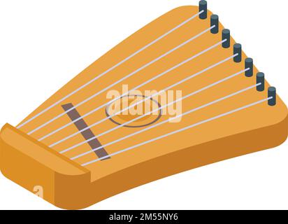 Vettore isometrico Kantele gusli Icon. Strumento musicale. Violino folk Illustrazione Vettoriale