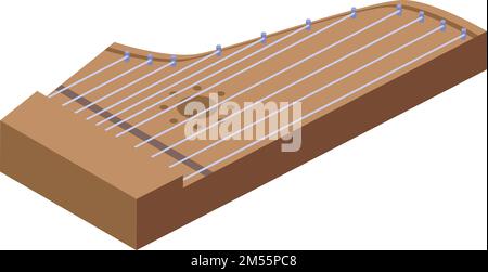 Vettore isometrico dell'icona di corda di kantele. Strumento musicale. Corda di arpa Illustrazione Vettoriale